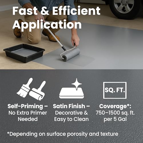 KOMPOZIT Dove Gray Concrete Floor Paint 3.5 Gallon | Satin Finish | Interior/Exterior - 100% Acrylic, Self-Priming, Hot Tire Resistant – for Garage, Driveway, Patio, Basement, Pool Deck - Thumbnail 6