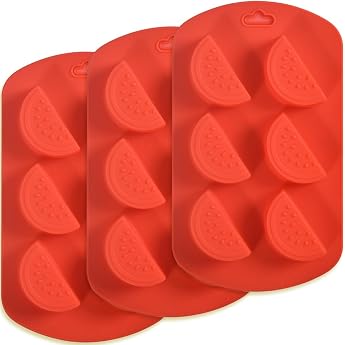 Newk 4 Pcs Silicone Fruit Mold 6 Cavity Watermelon 3 D Baking Moulds Non Stick Food Safe Soap Ice Cube Candy Fondant Chocolate Mold