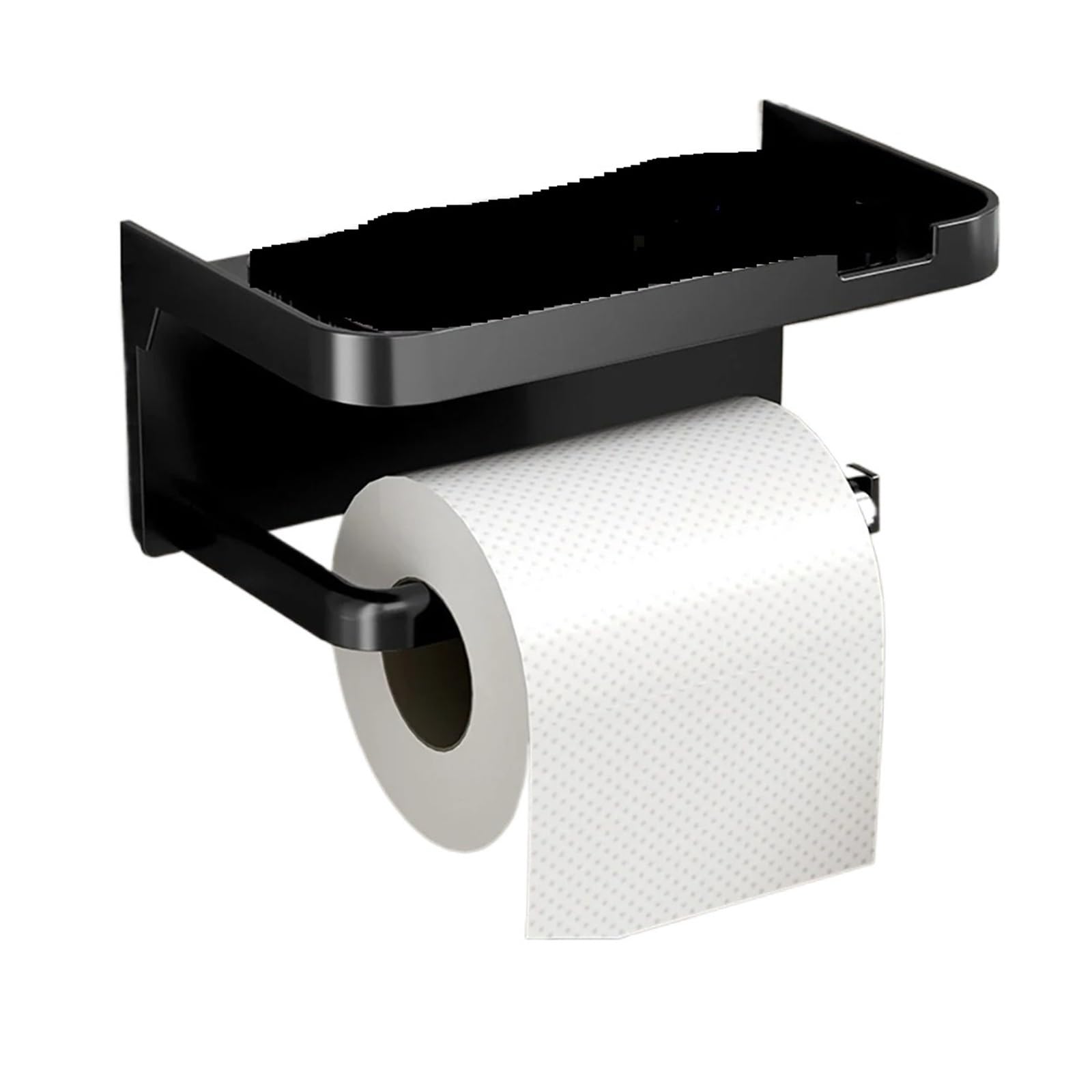 Roll Holder 1PC Toilet Paper Holder Wall Mounted Thickened Towel Plastic Storage Rack Kitchen Bathroom Accessories(Black)