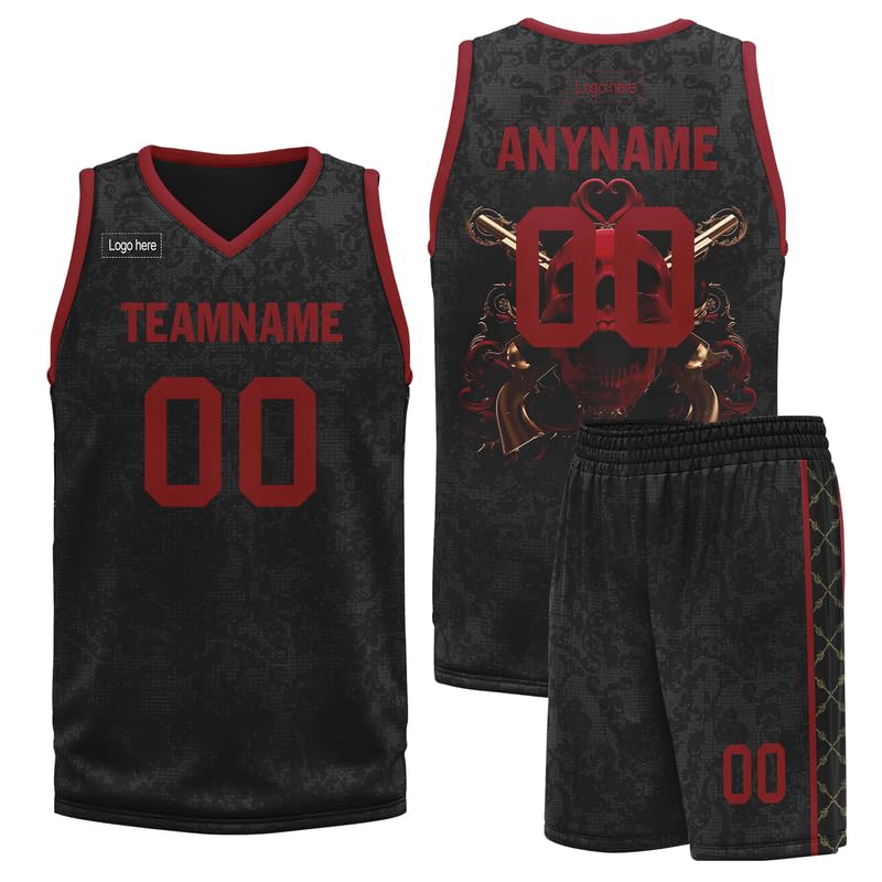 AWSOLE Custom Basketball Jersey for Men Women Sports Uniform Personalized Skull Print Name Number Logo Quick Dry Jerseys