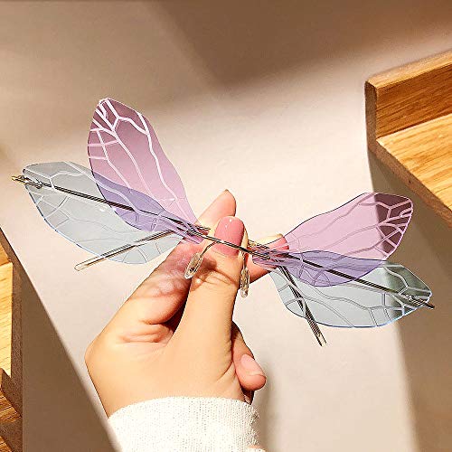 Bojod Dragonfly Wing Sunglasses Glasses For Womenn Men Butterfly Trendy Rimless Irregular Glasses Shades Party Sun Glasses Pink #TOP5