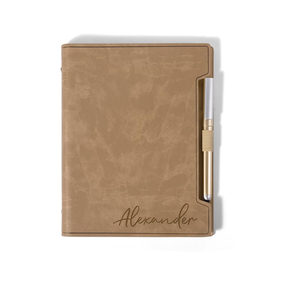 GSTFY Personalized Leather Journal Set - Engraved Cover Notebook with Pen Gift for Writers & Planners