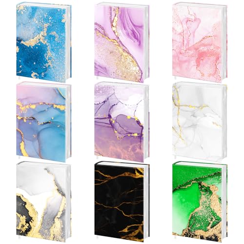 9 Pack Stretchable Book Covers,Reusable Jumbo Book Sleeves Protector for Hardcover Paperback Books Textbooks up to 9 x 11in,Fabric Books Jacket for Back to School