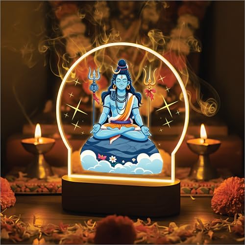 Image of Giftplease Divine Baby Shiva LED Desk Lamp - Warm Glow Spiritual Night Light - Cute Bal Shiva Table Decor for Pooja Room, Meditation Space, and Kids' Bedroom - Religious Gift & Home Accent GL 12