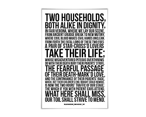 Romeo And Juliet Quotes Amazon.com: Romeo & Juliet Quote Art Print. 60 Colours/2 Sizes. William  Shakespeare Play. Theatre Poster : Handmade Products