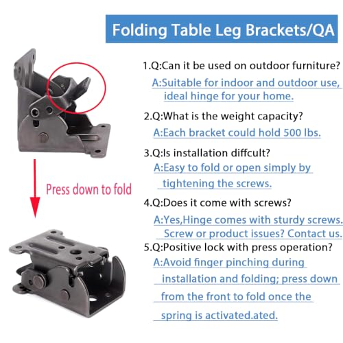 Image of TopDirect 4 Pack Locking Hinge for Folding Table Brackets (Black)