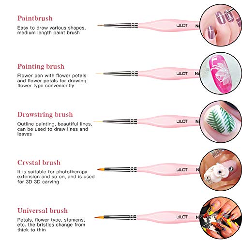 WLOT Nail Art Pinsel Set, 10PC Nageldesign Pinsel Acryl Pinsel für Nägel Kunst Pinsel für UV-Gel Salon Heimgebrauch… – Bild 6