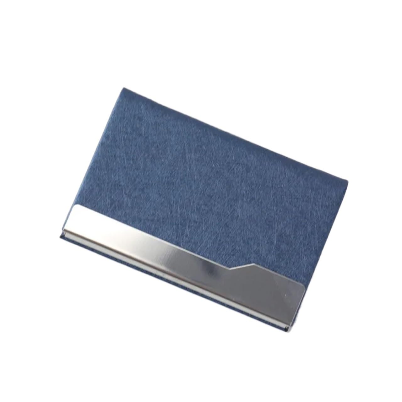 Vaeltor Blue 6Pcs Pu Leather Business Card Case Exhibition Gift Stainless Steel Metal Holder(Blue)