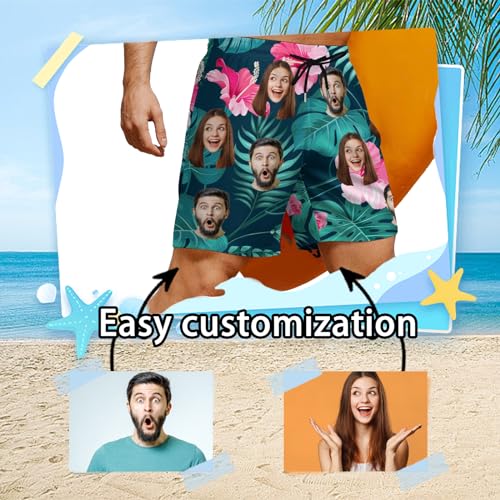 Custom Swim Trunks Men with Faces Personalized Photo Beach Board Shorts Customized Hawaiian Funny Swim Short2