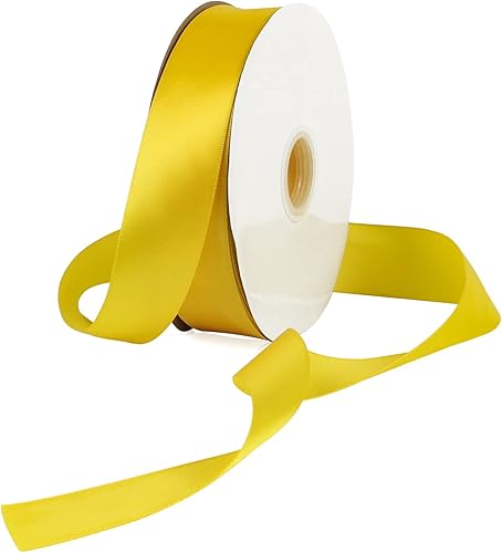 Miniatura 1 de Cinta de satén de poliéster amarillo de 1 12 pulgadas para envolver regalos, cinta de tela de alta densidad de 100 yardas para bodas, envoltura de