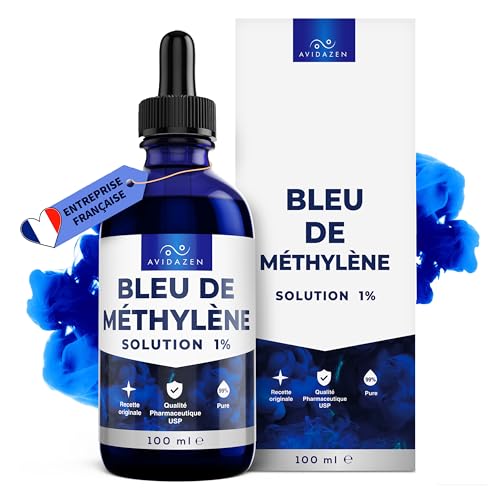 AVIDA · ZEN Bleu de Methylene Pur - 100ml Flacon Pipette - Bleu de Methylene Liquide - Solution aqueuse 1% - Qualité Pharmaceutique Premium USP - Fabriqué,...