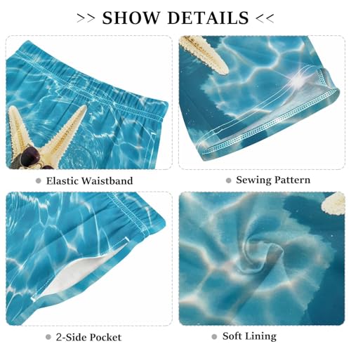 Sunglasses Starfish Sleep Shorts Summer Pajama Shorts Elastic Waist Sleep Bottoms with Pockets 6-14 Years3