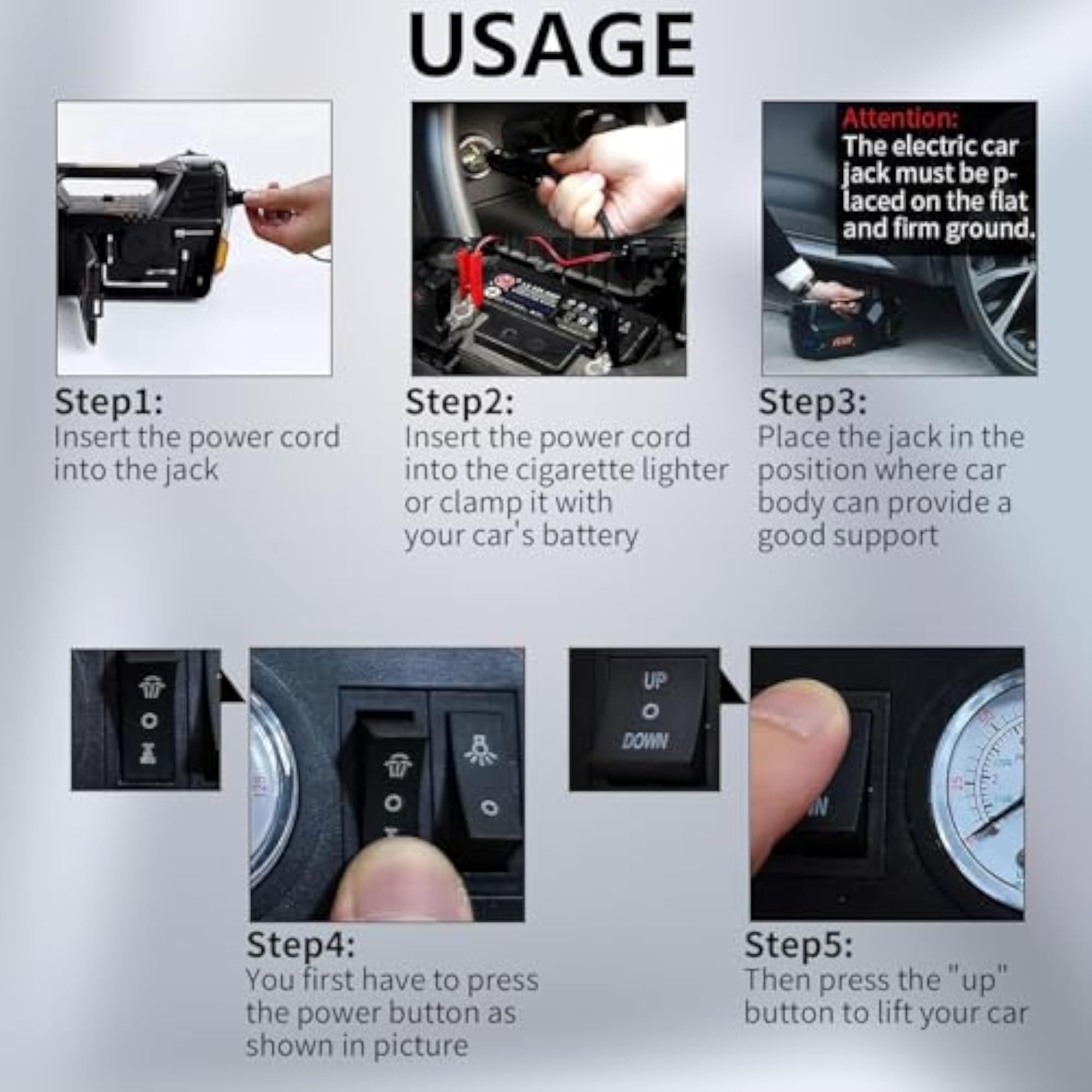 Electric Car Jack Hydraulic Kit 5T Tire Inflator Pump