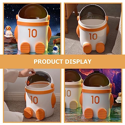 Bote de basura infantil con tapa diseño caricatura Alipis naranja miniatura 6
