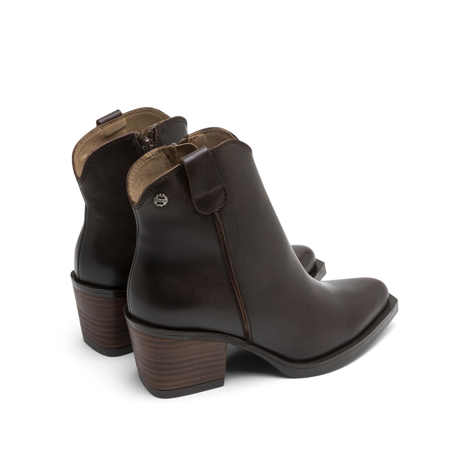 Porronet Botines Cowboy De Piel Moka Con Cremallera Frida
