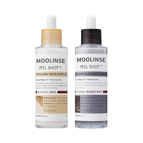 Peel Shot Glow Rice Ampoule Duo | White & Black Rice Exfoliant Face and Body Scrub with Hyaluronic Acid & Rice Extract | Facial Exfoliator, Pore Refining, Dead Skin Cells Remover