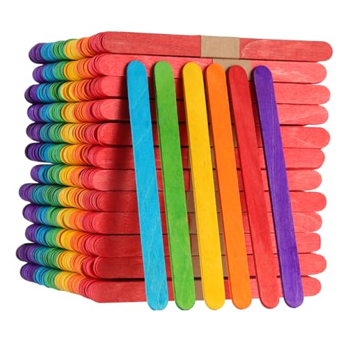 ZOENHOU 1000 PCS 4.5 Inch Colored Popsicle Sticks, Natural Wood Lolly Craft Sticks