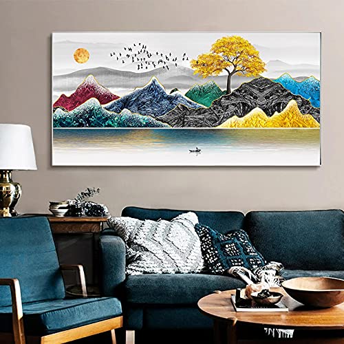 Impression toile abstrait montagne oiseau pour mur vide
