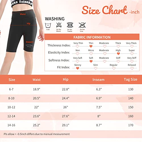 Girls Bike Shorts Gymnastic Stretch Spandex Compression Cycling 7" Athletic Shorts For Kids Casual Dance Activewear (Black, 6-7) #TOP6