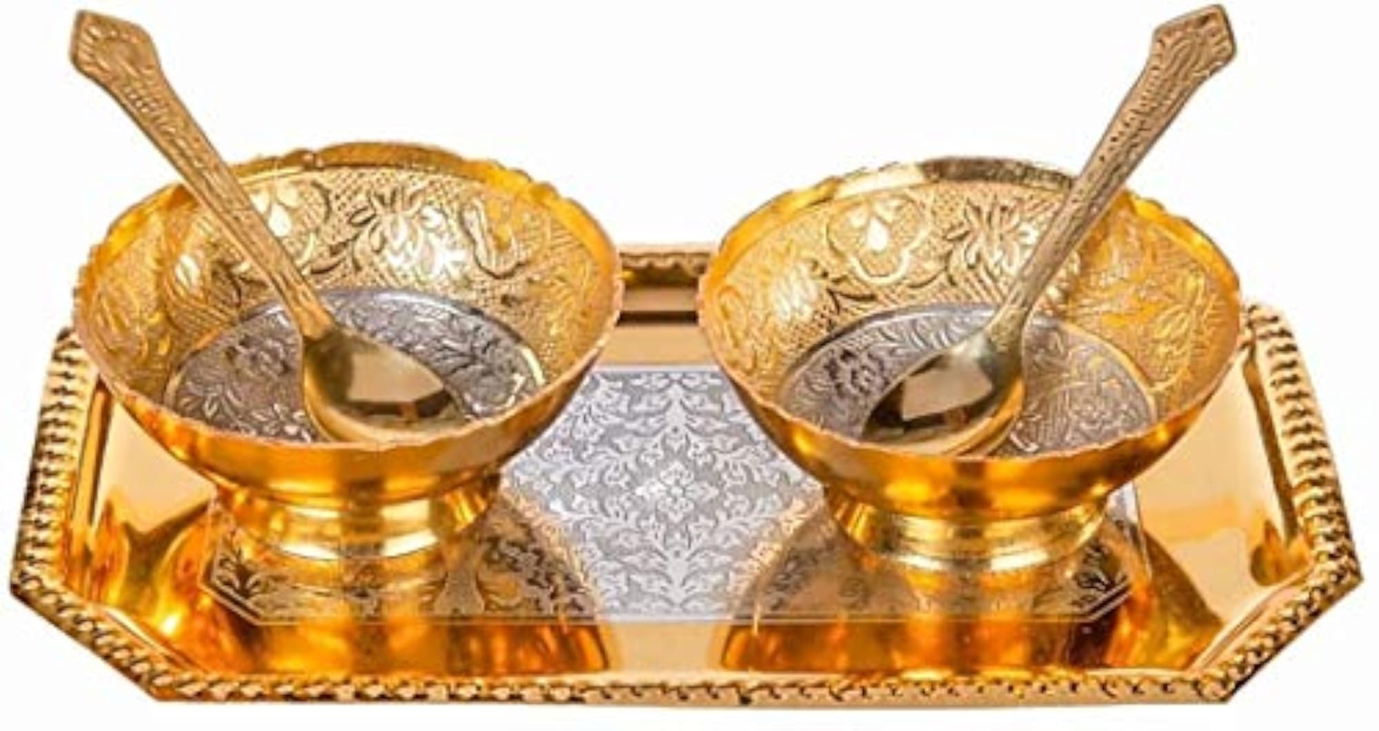 Gold & Silver Decorative Bowl Set - 5Pcs, Elegant Gift Item