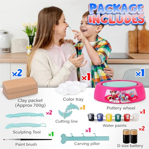 Image of Zest 4 Toyz Battery Operated Imaginative Arts DIY Pottery Wheel Game with Colors and Stencils | Creative Educational Toy (Pink)