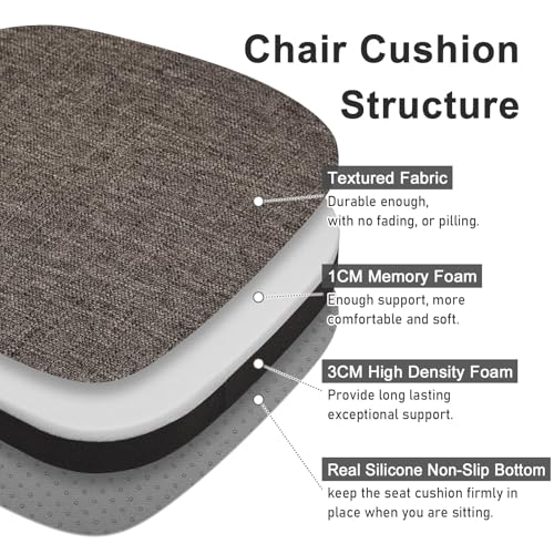 Image of baibu 14x14 Memory Foam Metal Chair Cushions Set of 4, Dual-Layer Design Non-Slip Metal Dining Chair Pads Kitchen Seat Cushion with Machine Washable Cover, 4 Counts, Brown