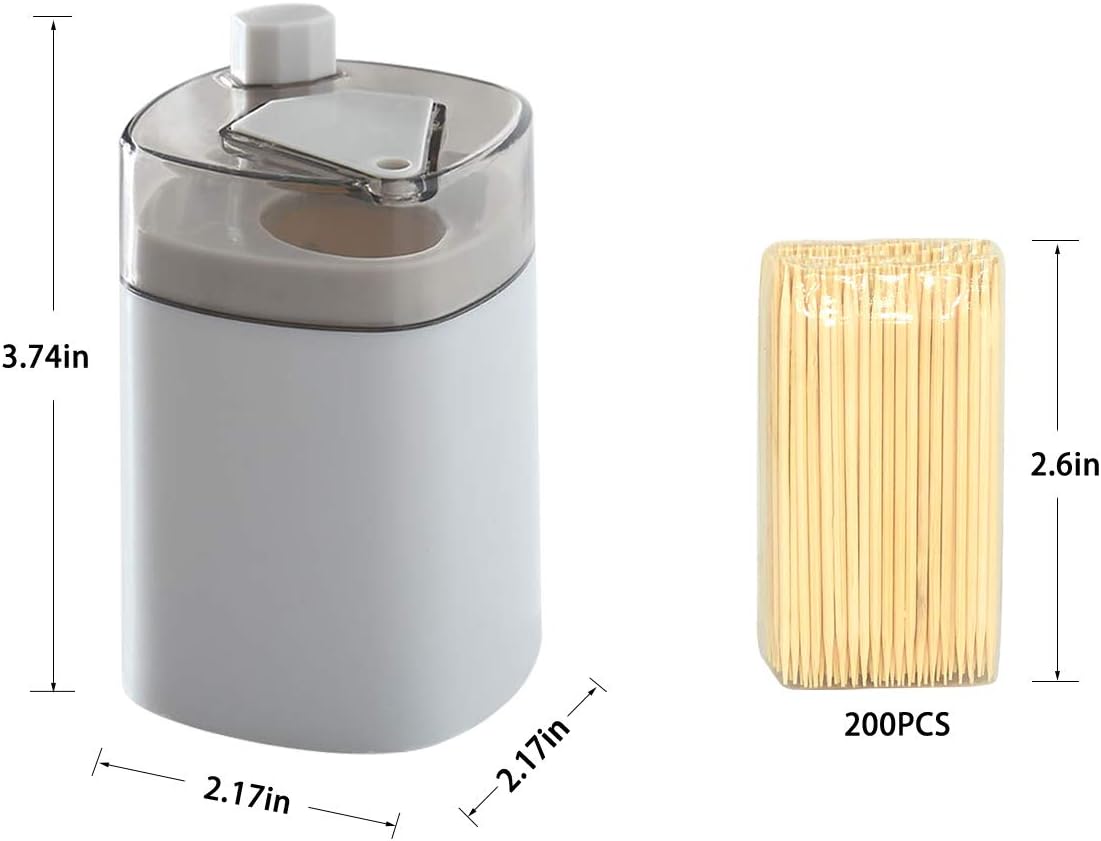 Toothpicks Holder Dispenser, Pop-Up Automatic Tooth Pick Holder Dispenser, Toothpick Storage Box- Grey
