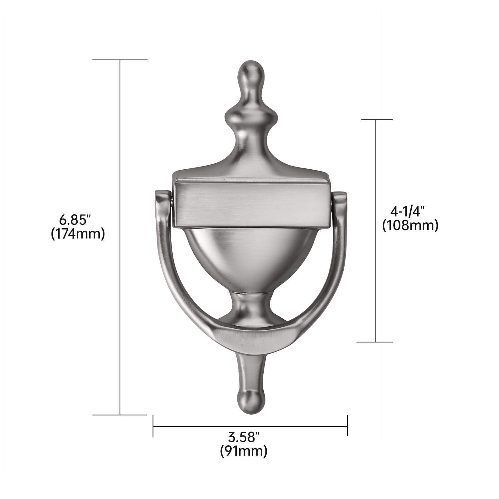 Brushed Nickel Door Knocker, Solid Brass — KHTUMEWARE