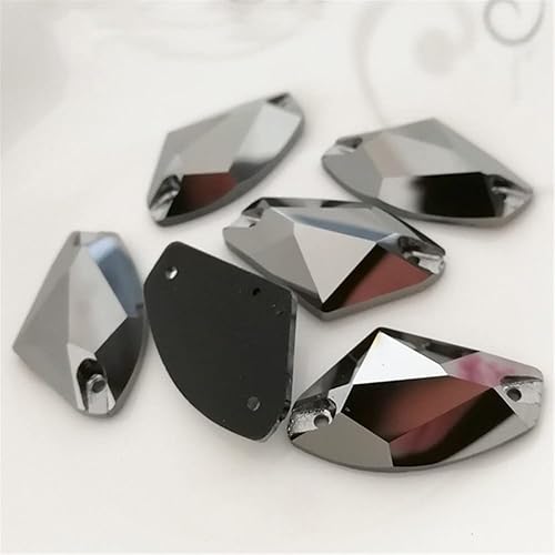 Jet Hematite AAAAA - Piedras sueltas para coser en piedras, vidrio de costura Fatback para joyería, manualidades, hematita azabache de 0.35 x 0.55