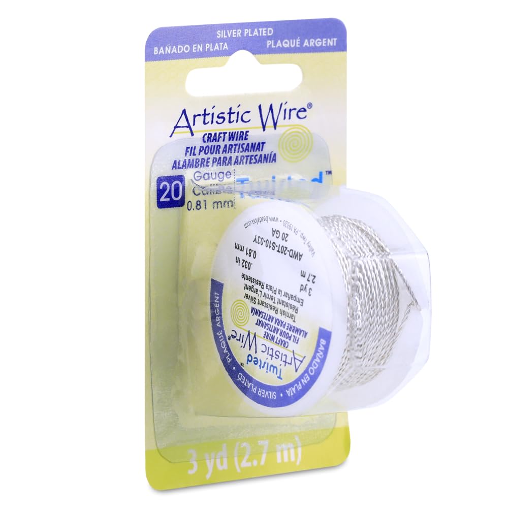 Artistic Jewelry Wire Twisted Non-Tarnish Silver 20 Gauge (3-Yards)