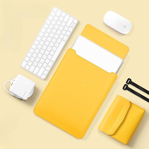 ラップトップバッグラップトップケースブリーフケースMacbook airブランドラップトップバッグラップトップケース13インチ14インチ用(防水でお手入れが簡単な革質感のコンピューターバッグ+同色の独立したアクセサリー収納バッグ) (13 inches,y