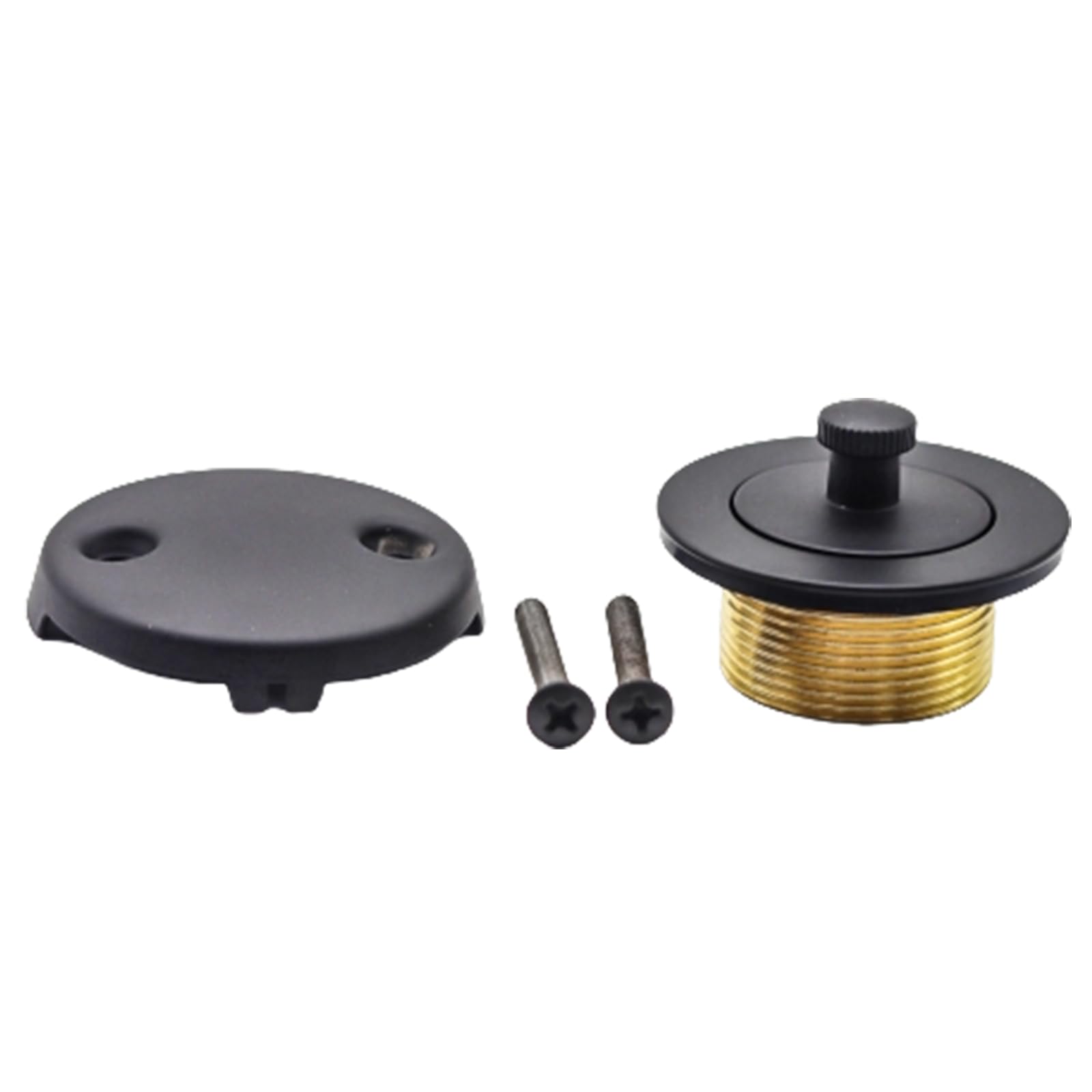 Jazuaiao Black Drain Stopper Conversion Kits Assembly Replacement Tub Drain Trim Set With Two-Hole Overflows Faceplate Enduring Bathtub Assembly