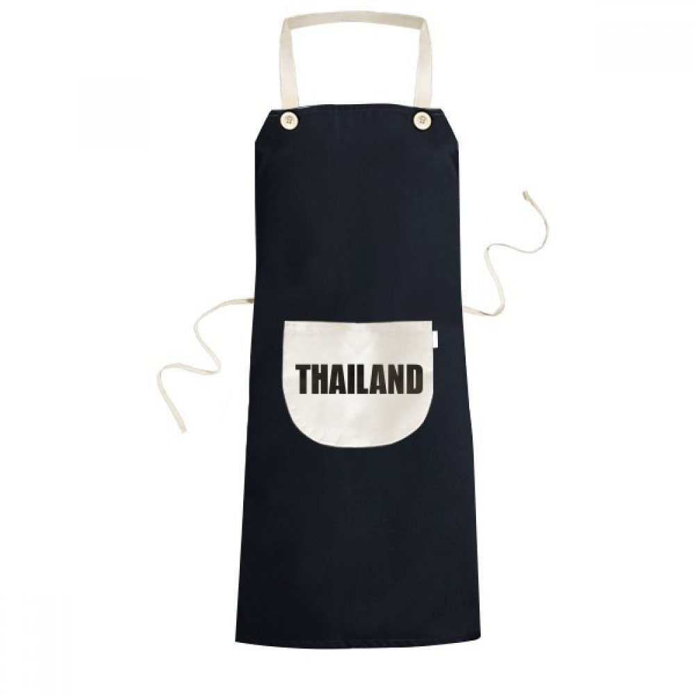 Tablier Thailande reglable noir avec poche de cuisine 70x67cm pour chef femme et homme