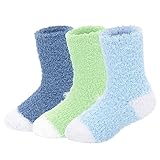 Durio Kuschelsocken Kinder Baby Socken Flauschige Socken Stoppersocken Wollsocken Warm Anti Rutsch Wintersocken 3er Set B 2-4 Jahre (Tag Size M)