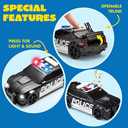 JOYIN Truck Toys for 3 4 5 6 7 Year Old Boys - Police Car Toy Set, Emergency Vehicle Playset, Friction Powered Car with Lights and Sounds, Birthday Gifts for Boys Girls Age 3-9 - image 4