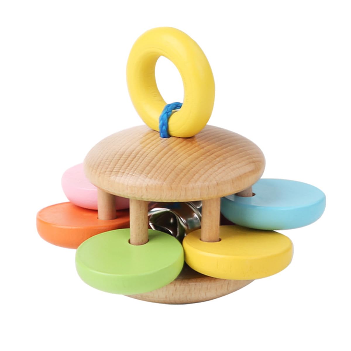 Enwye Wooden Rattle Percussion Instruments Three Shapes Ring Flower Grip Shaped Handheld for Creative Play Musical Exploration - Image 4