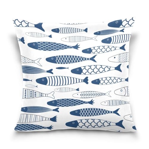クッションカバー おしゃれ 装飾枕カバー 50×50cm 魚 さかな 和柄 座布団カバー ソファ背当てカバー 1枚セット 人気 抱き枕カバー 正方形 角型