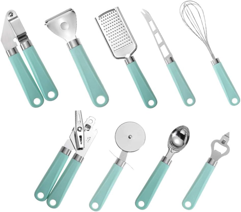 Hemoton Fun Kitchen Gadgets 9pcs Cookware Set Baking Utensils Plastic Handle Kitchen Tool Set