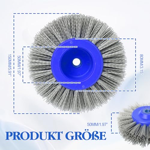 Schleifbürste, Nylonbürste 46/60/80/120 Körnung, 150mm M14 Polierbürste für Satiniermaschine Winkelschleifer Drahtziehrad, Holz und Metall Entrosten, Polieren, Schleifen (46 Körnung)