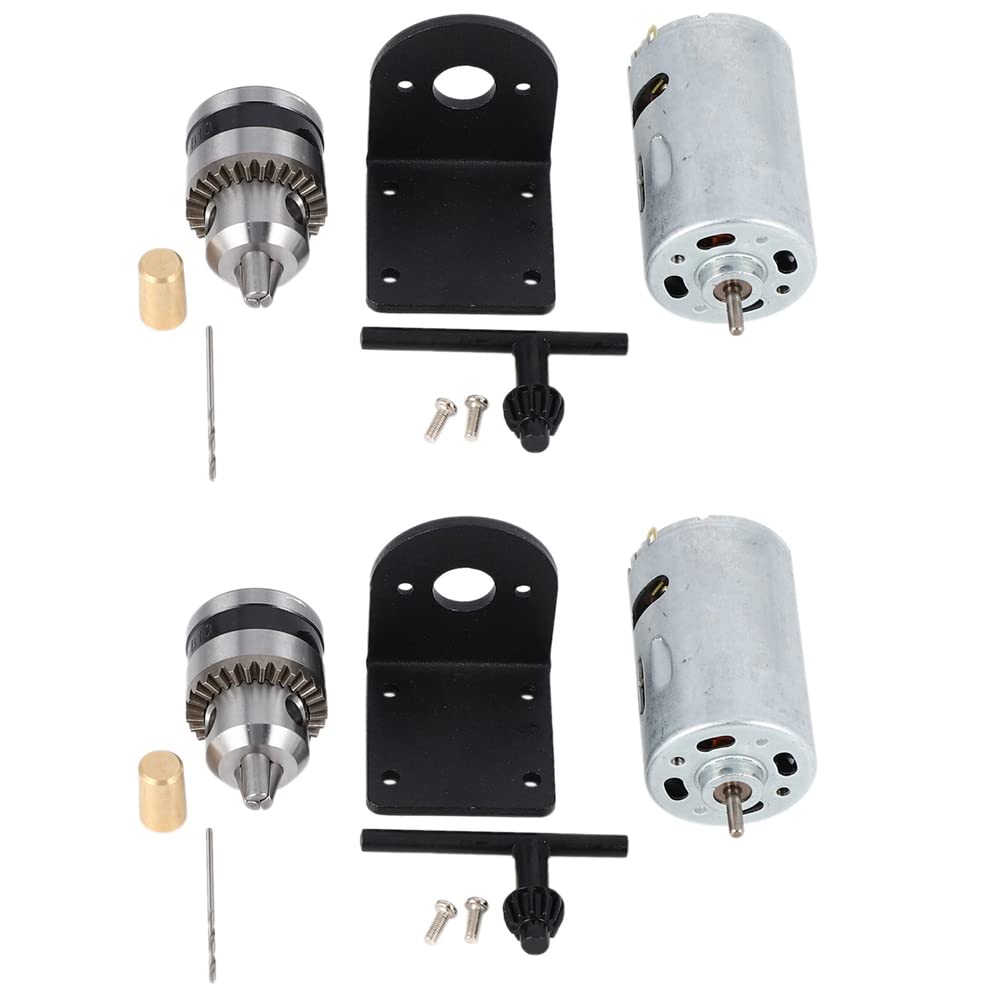 TEmkin 2X Dc 12-36V Lathe Press 555 Motor with Miniature Hand Drill Chuck and Mounting Bracket Dc Motor