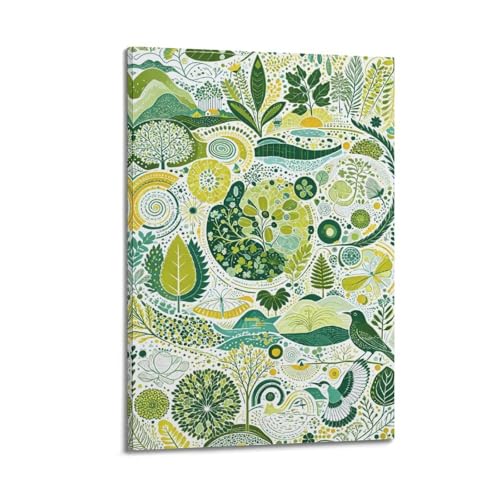 Toile murale nature botanique pour raviver un mur de salon blanc