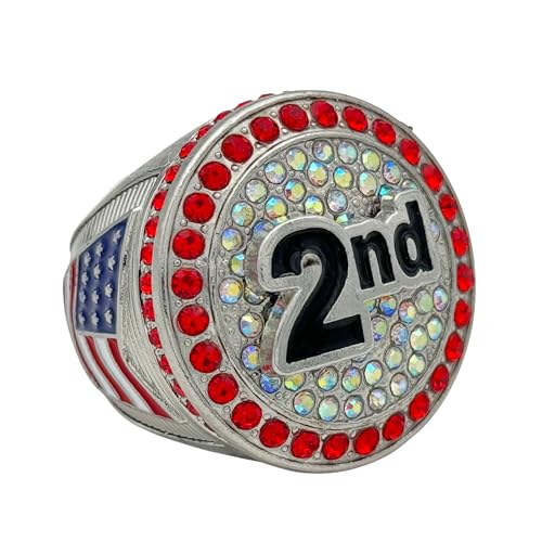 Discount Sports Rings USA All Sport Championship Awards/Placement Awards/Assorted Colors and Gemstones (2nd Place, Red Stone)