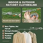 Vigorport Outdoor Retractable Clothesline, Portable Travel Clothes Line, Heavy Duty Rope Pully System with Metal Carabiner & Nylon Coating Wire Ropes for Camping, RV, Backyard（40Ft） - Image 2