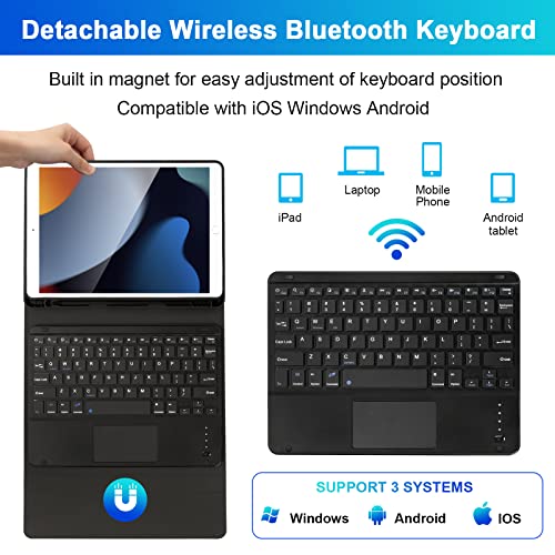 SOPPY Bluetooth Keyboard Case with Touchpad for iPad 9th Gen 2021, 8th Gen 2020, 7th Gen 10.2" 2019, Air 3 & Pro 10.5" - Image 4