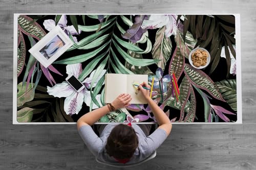 Tapis de bureau fleurs de palmier idéal à la maison pour organiser le télétravail