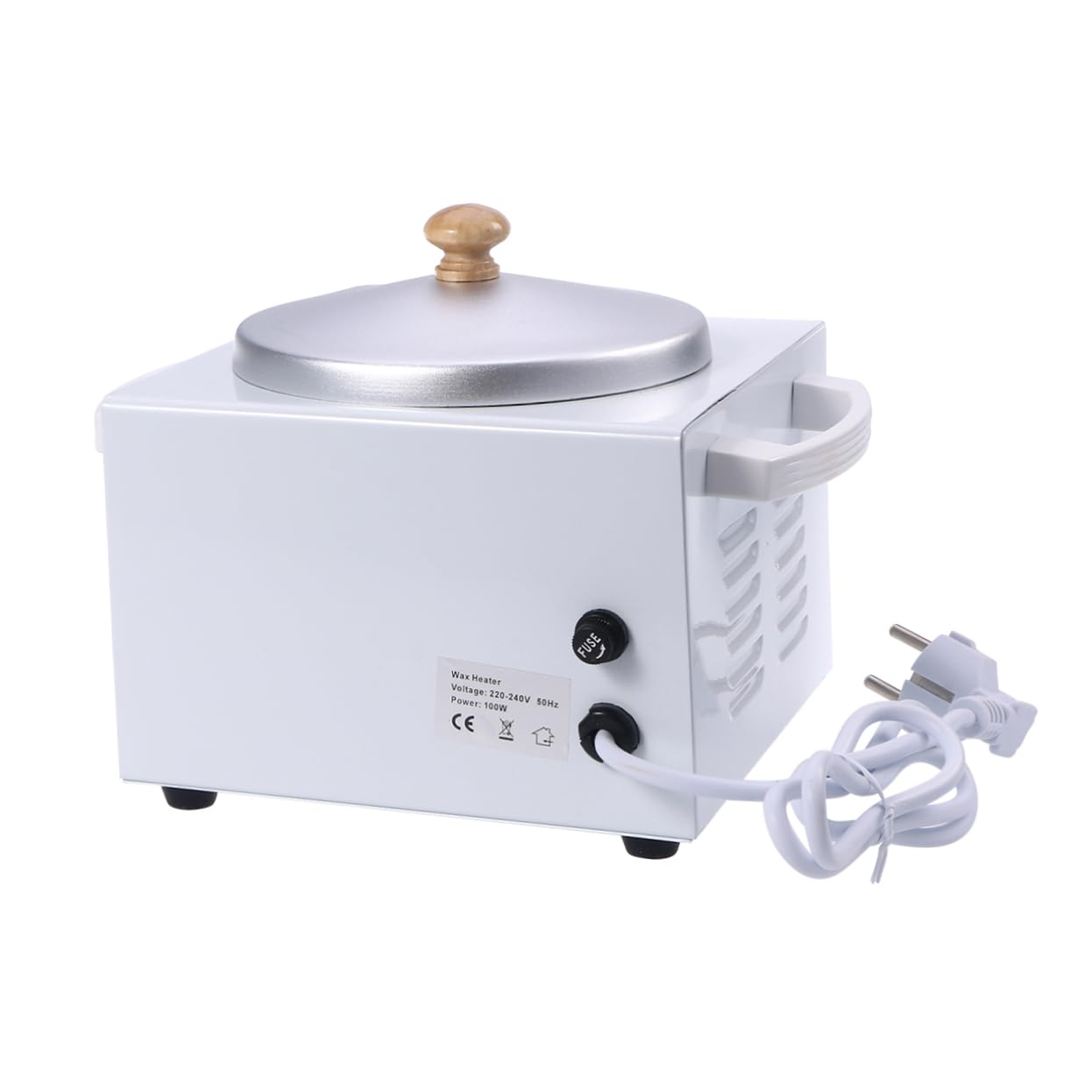 Fornetto Ceretta 500ml in Metallo, Scaldacera Professionale Bianco | Contenitore Removibile in Alluminio Maniglia e Coperchio, Temperatura Regolabile per Tutti i Tipi di Cera Stile Casuale