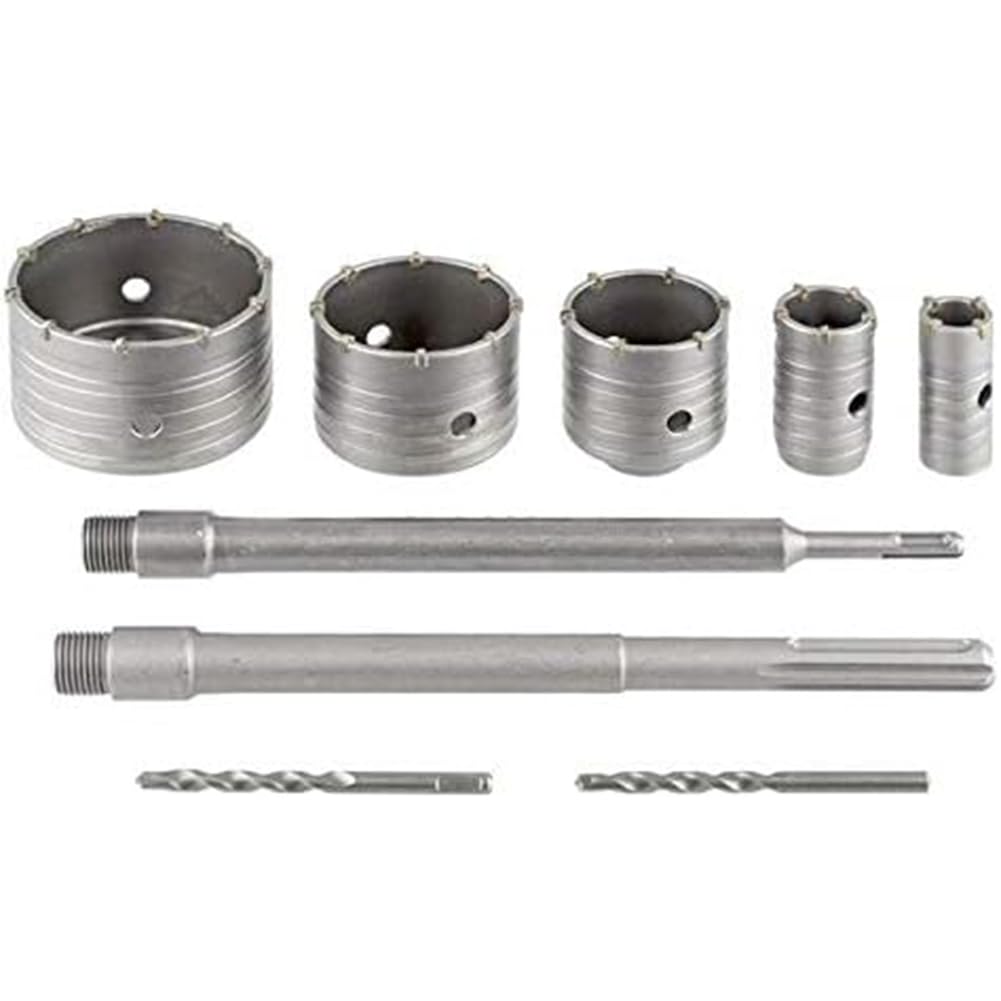 9 Pezzi In Cemento Armato Set Di Seghe A Tazza, Per Calcestruzzo Set Di Punte Da Trapano Con 30 40 65 80 100 MM Fresa Per Sega A Tazza E Punta SDS Plus Max Gambo Per Pareti in Mattoni Di Cemento
