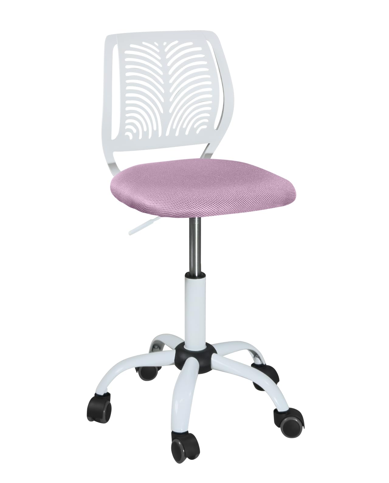 KAYELLES Chaise de Bureau Enfant Junior SAWI Blanc Rose | Réglable en Hauteur, Assise Mesh Respirant, Dossier Ajouré, Pivotante 360°, Roulettes Souples