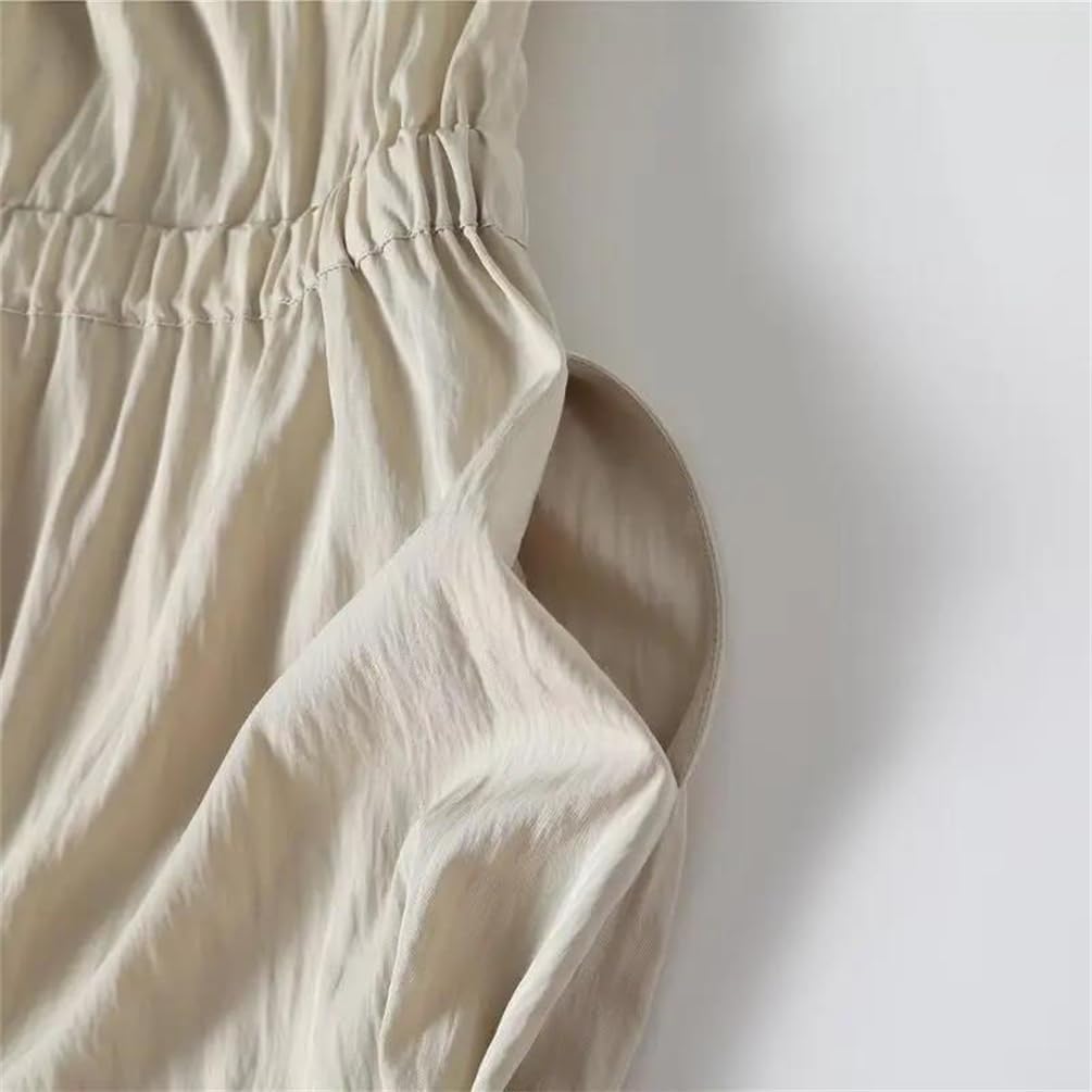Women Sleeveless Tank Dress Minimalist Casual Pleated Simple Pleated Dress