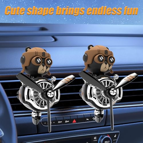Image of 2Pcs Car Air Fresheners, Cute Bear Pilot Automotive Air Outlet Creative Car Perfume Diffuser, Automotive Accessories Air Vent Decoration with 8 Fragrant Tablets (Black 5+Black 5)